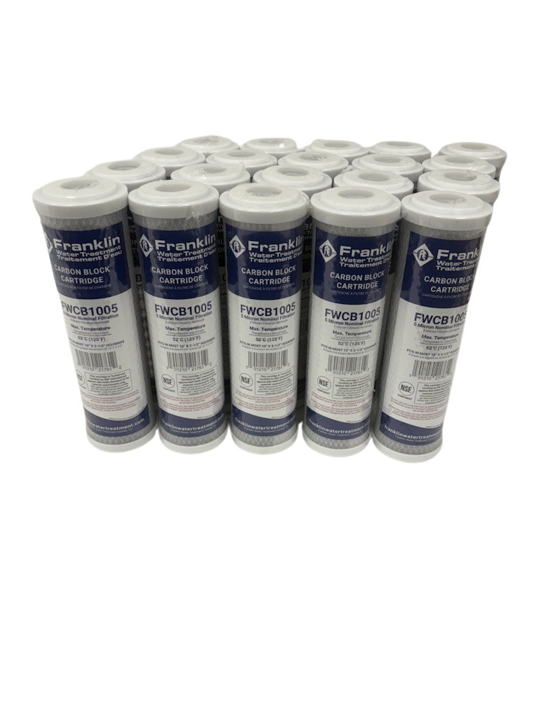 Franklin 2.5" x 10" Carbon Block Water Filter Cartridge – Chlorine, Taste & Odor Reduction (FWCB Series)
