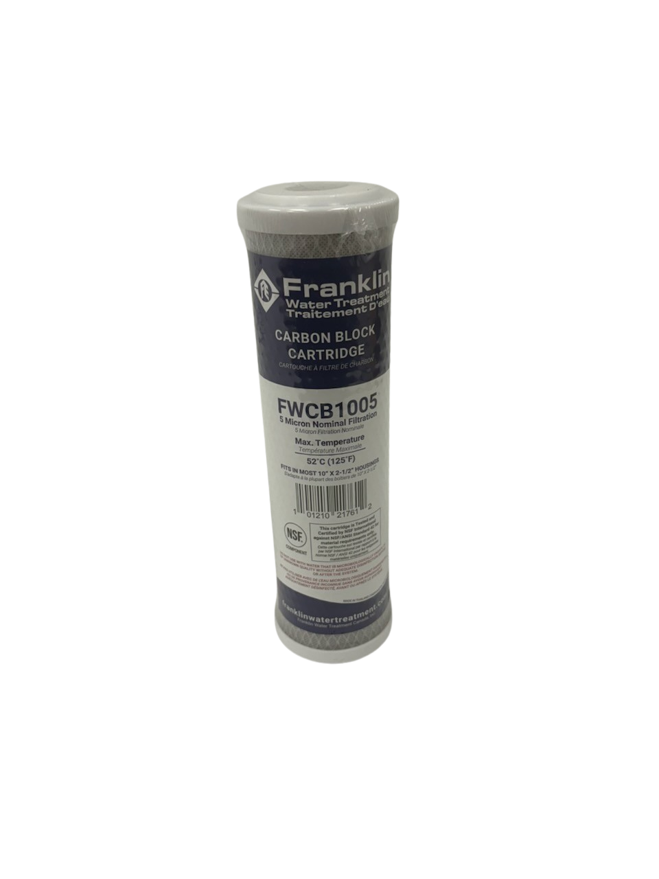 Franklin 2.5" x 10" Carbon Block Water Filter Cartridge – Chlorine, Taste & Odor Reduction (FWCB Series)