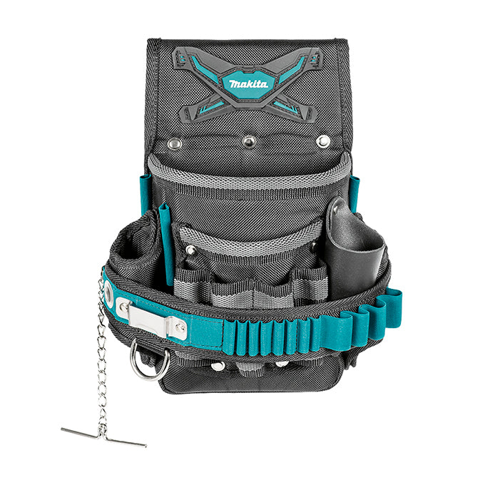 Makita TH3 Ultimate Electricians Tool Pouch with Large Main Pocket, Leather Tool Holder, 1680D Polyester, and Stainless Steel Fittings for Durability