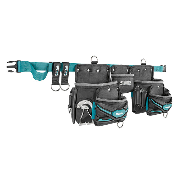 Makita TH3 3-Pouch Tool Belt Set with 2-Pocket Fixings Pouch, Roofer Pouch, Tape Measure Holder, Quick-Release Belt & Heavy-Duty 1680D Polyester