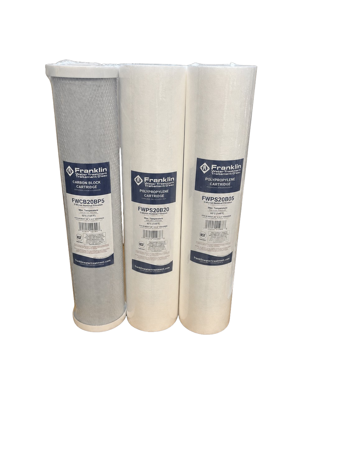 3-Stage Replacement Cartridge Set: 20 Micron Sediment + 5 Micron Sediment + 0.5 Micron Carbon Block