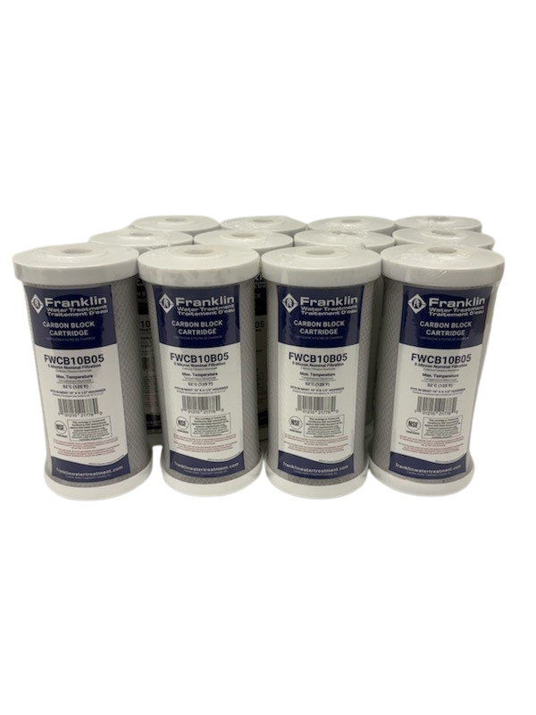 Franklin 4.5" Carbon Block Filter Cartridges – Big Blue Chlorine Reduction Water Filters (FWCB Series)