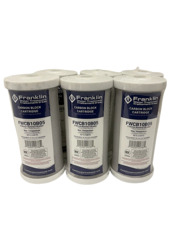 Franklin 4.5" Carbon Block Filter Cartridges – Big Blue Chlorine Reduction Water Filters (FWCB Series)