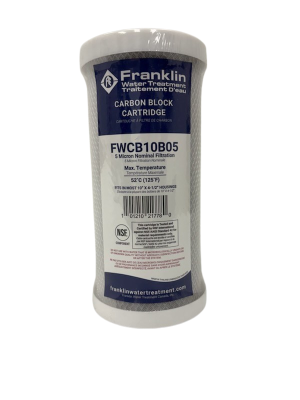 Franklin 4.5" Carbon Block Filter Cartridges – Big Blue Chlorine Reduction Water Filters (FWCB Series)