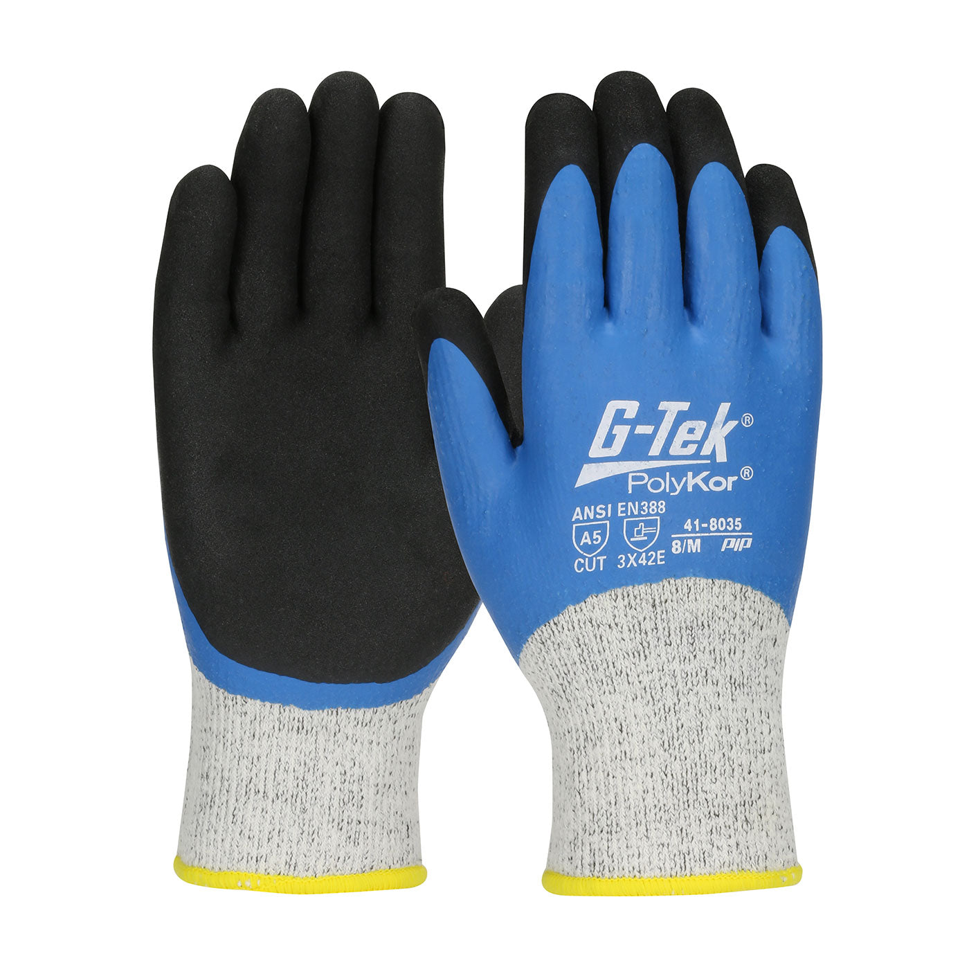 G-Tek® PolyKor® Seamless Knit PolyKor®/Acrylic Blend Gloves with Double-Dip Latex MicroSurface Grip for Cold Weather Protection | ANSI Cut Level A5