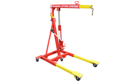 Canbuilt 1 Ton Mobile Crane, Manual Hydraulic: Versatile Lifting, Flow-Through Base, Heavy-Duty, Made in Canada, Grade 8 Fasteners, Precision Control