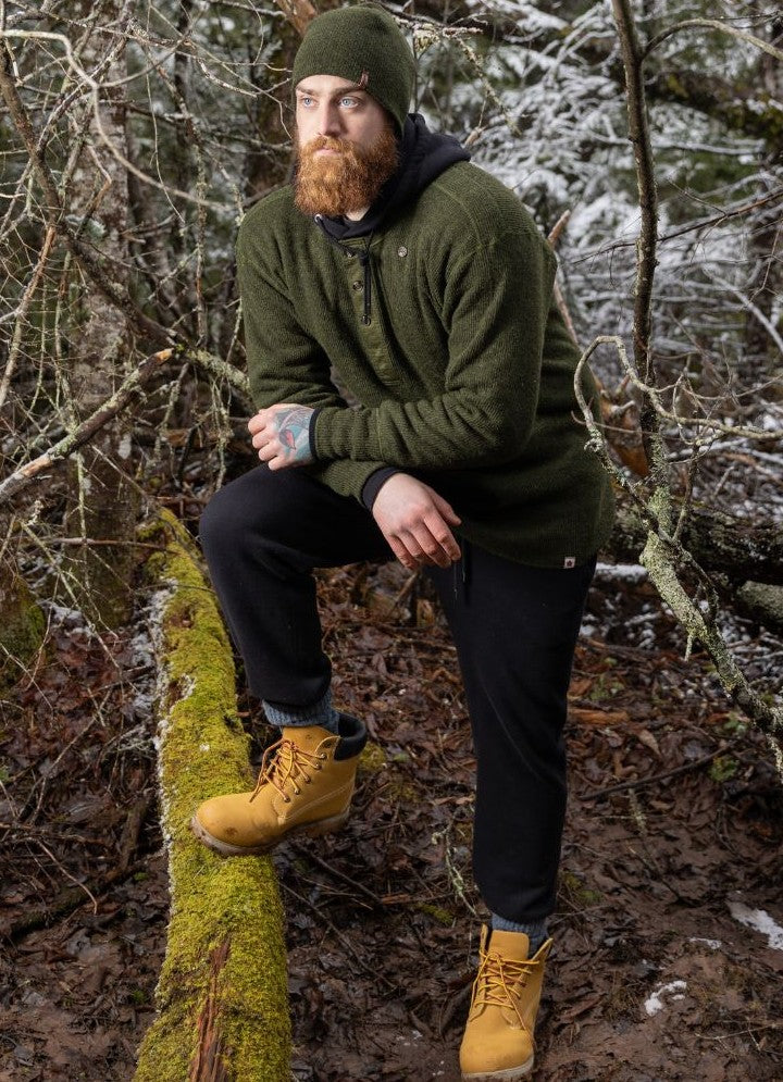 Stanfield's Men's Heavy Weight Wool Henley Hoodie 1329 - 3 Button Placket, Modern Design, Warm, Durable - Ideal for Outdoor Enthusiasts | Sizes S-2XL