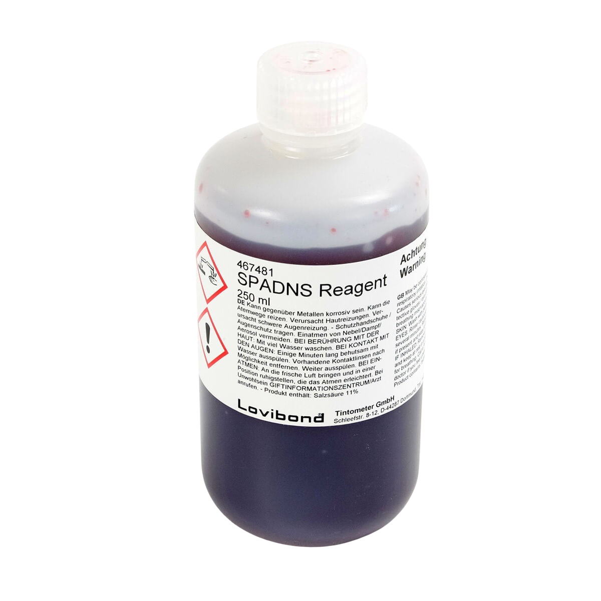 Lovibond 467481 SPADNS Reagent Solution, 250 mL Bottle | Fluoride Water Testing Reagent for Spectrophotometers & Colorimeters