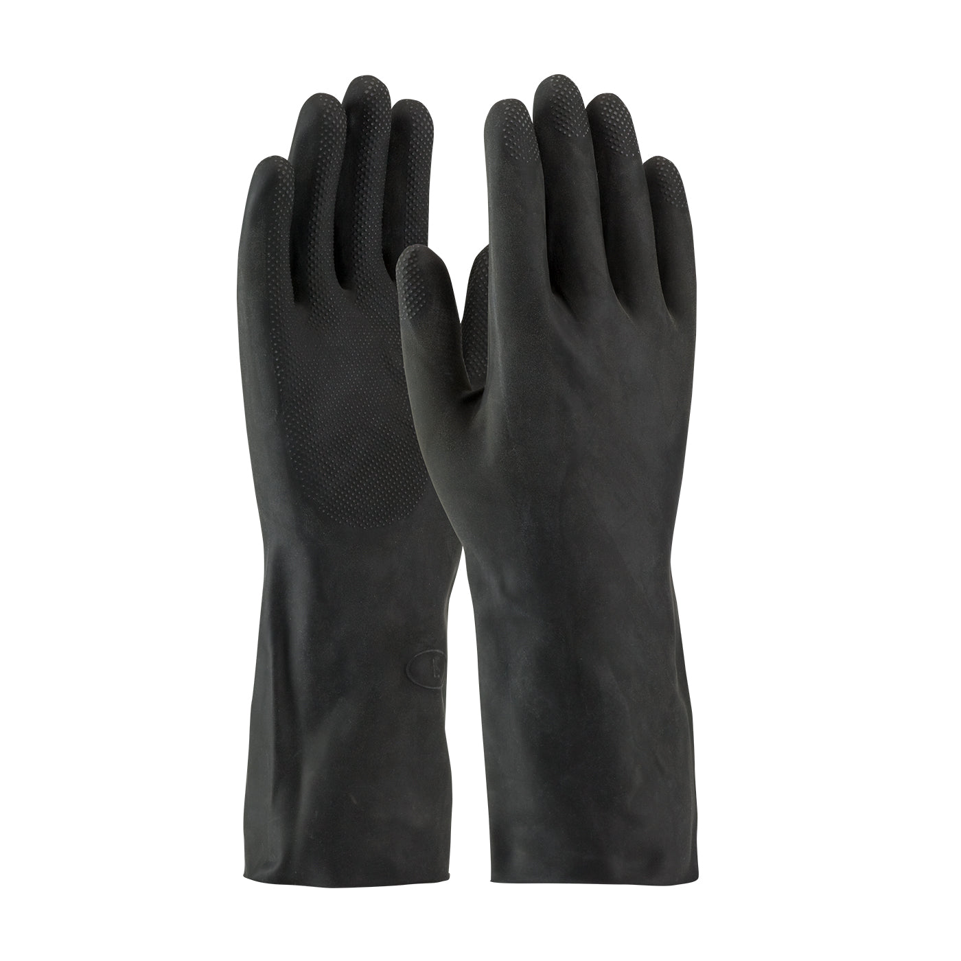 Black Latex Gloves 28-mil Flock Lined with Raised Diamond Grip - Pack of 12 Pairs