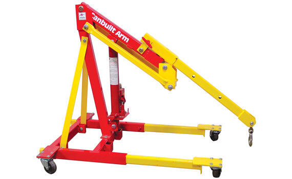 Canbuilt Multifunction Lift System: “The Canbuilt Arm” Model #5200, Versatile Mobile Crane, Flow Thru Base, Counterbalance, Quick Change Tool Holder