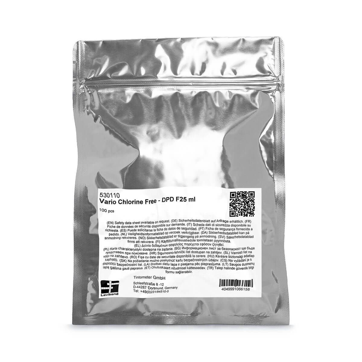 Lovibond VARIO 530110 DPD Free Chlorine Powder Pillows, 25 mL Sample, 100 Pack