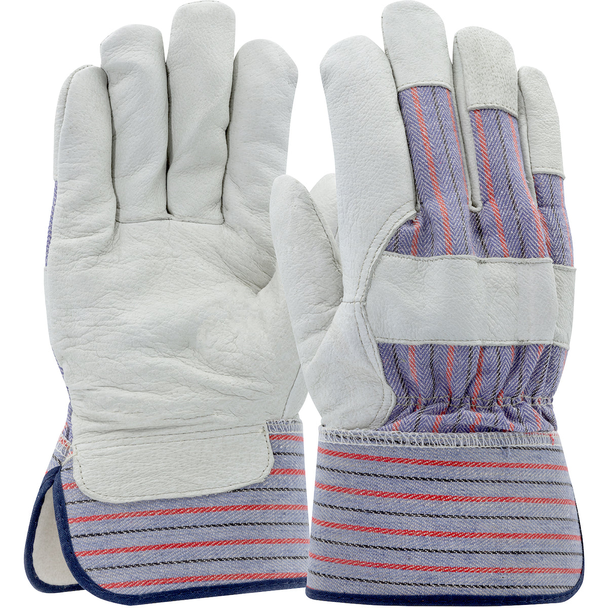Pigskin Leather Palm Glove with Fabric Back and Winter Thermal Lining - Rubberized Safety Cuff