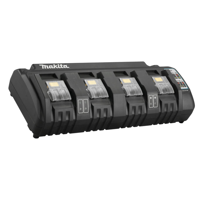 Makita 4-Port Battery Charger | Simultaneous Charging for 14.4V & 18V Li-Ion Batteries | Compact, LED Indicators, Mountable Design | Jobsite Power