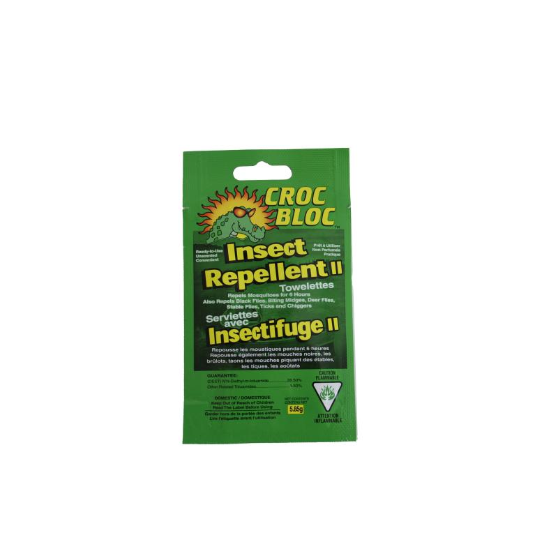 Croc Bloc Insect Repellent Towelettes - Box of 50 Towelettes - 30% DEET