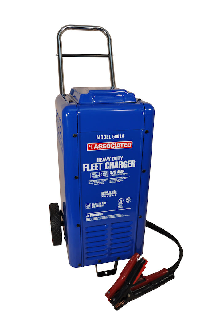 Associated Equipment 6001A 6/12V 100/75-Amp Continuous Charge 375-Amp Cranking Assist Charger with Wheels