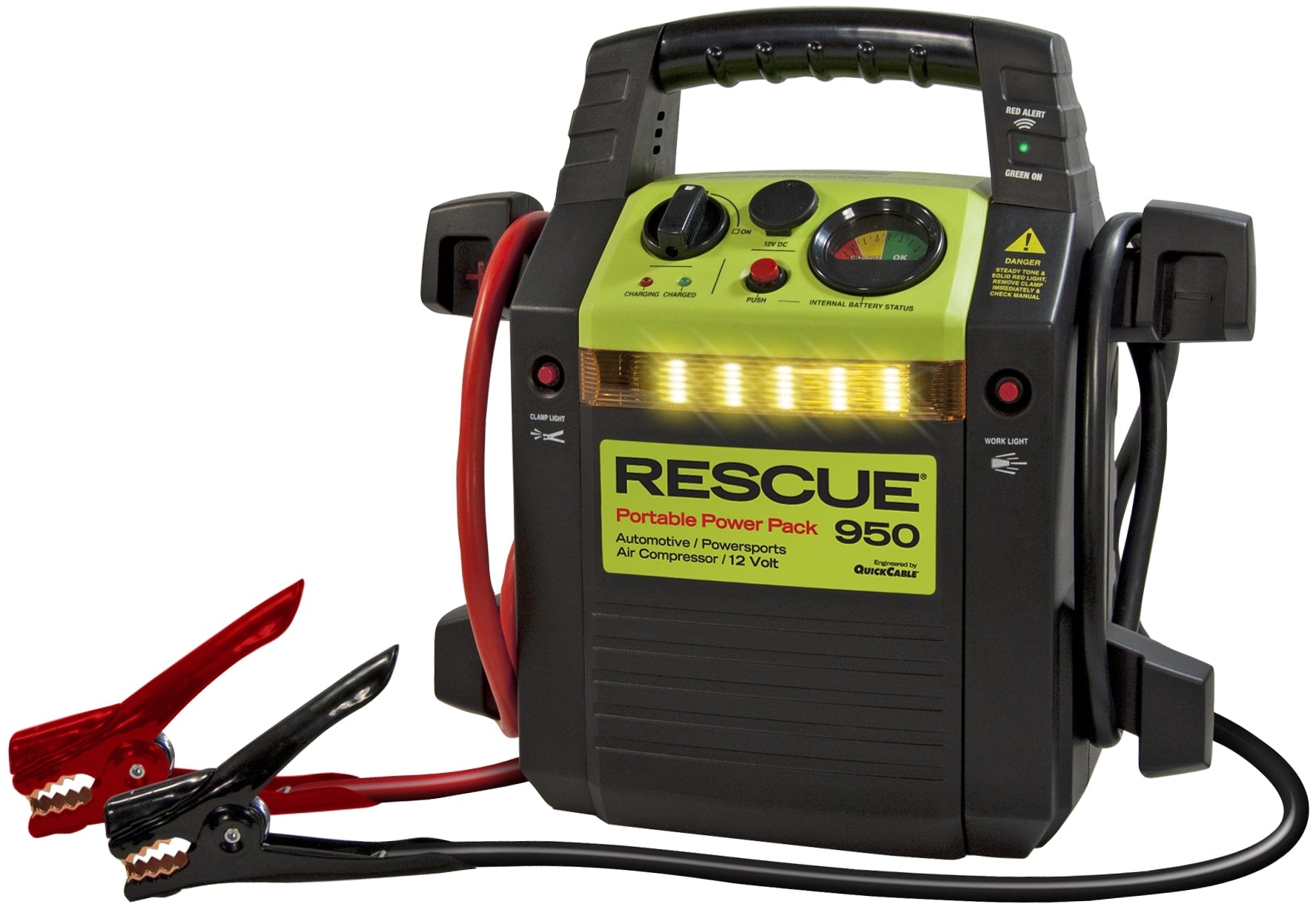 Quick Cable 950 RESCUE Jump Pack w/ 400 Cranking/1000 Peak Amps & Built-In Air Compressor – All-in-One Roadside Power & Tire Inflation Solution