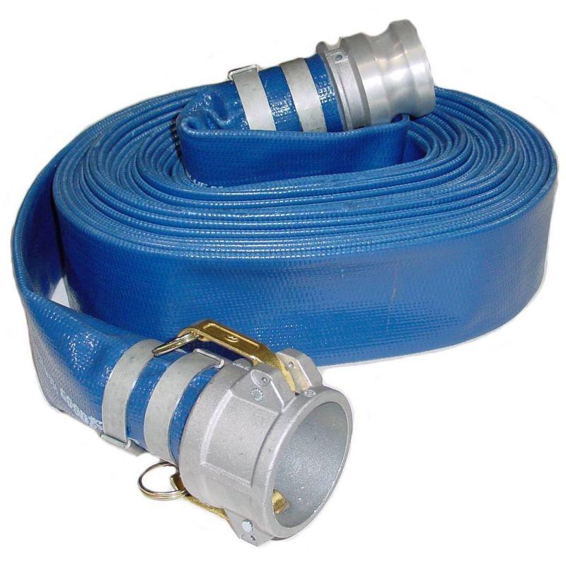 Blue PVC Layflat Discharge Hose Assemblies (w/ Male X Female Camlocks) Hose and Fittings - Cleanflow