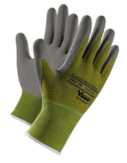 Viking® Bamboo MaxxGrip® Work Gloves – High-Dexterity Rubber Palm Gloves with Bamboo/Nylon Knit, Ergonomic Fit, and Superior Abrasion Resistance