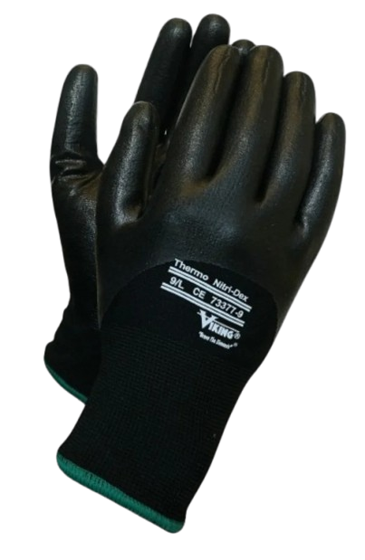 Viking® Thermo Nitri-Dex Work Gloves – Dual-Layer Cold Weather Gloves with Nitrile-Coated Nylon Shell, Soft Pile Lining, and EN388-Rated Protection