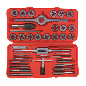 41-Piece Metric Tap and Die Set – 1" Round Dies, M3 to M12 Sizes, 0.5mm to 1.75mm Pitch, Rockwell 58–61, Tungsten Steel, Tools & Carry Case Included