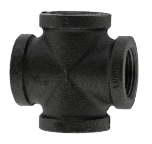 Black Pipe Cross Fitting - Malleable Iron, 1/4" NPT to 4" NPT Sizes, Durable for Water Supply, Irrigation, and Heating Systems, Corrosion-Resistant