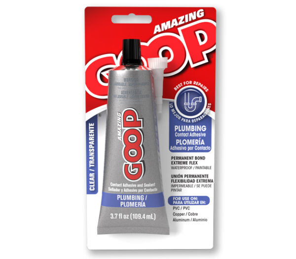 Amazing GOOP Plumbing - Clear: Waterproof Adhesive for Sink Traps, Porcelain, Tiles, Plastic Pipes, Copper, Glass, Vinyl, Flexible, Paintable, Clear