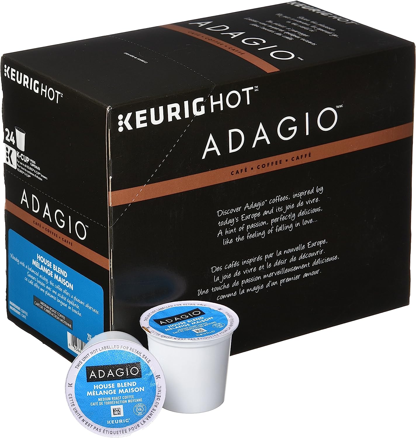 Adagio House Blend Medium Roast Single Serve K-Cups - Pack of 24 - Case of 4