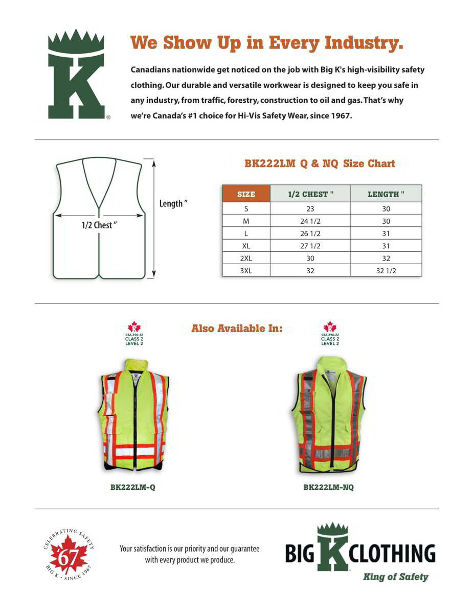 BK222LM-Q Size Chart