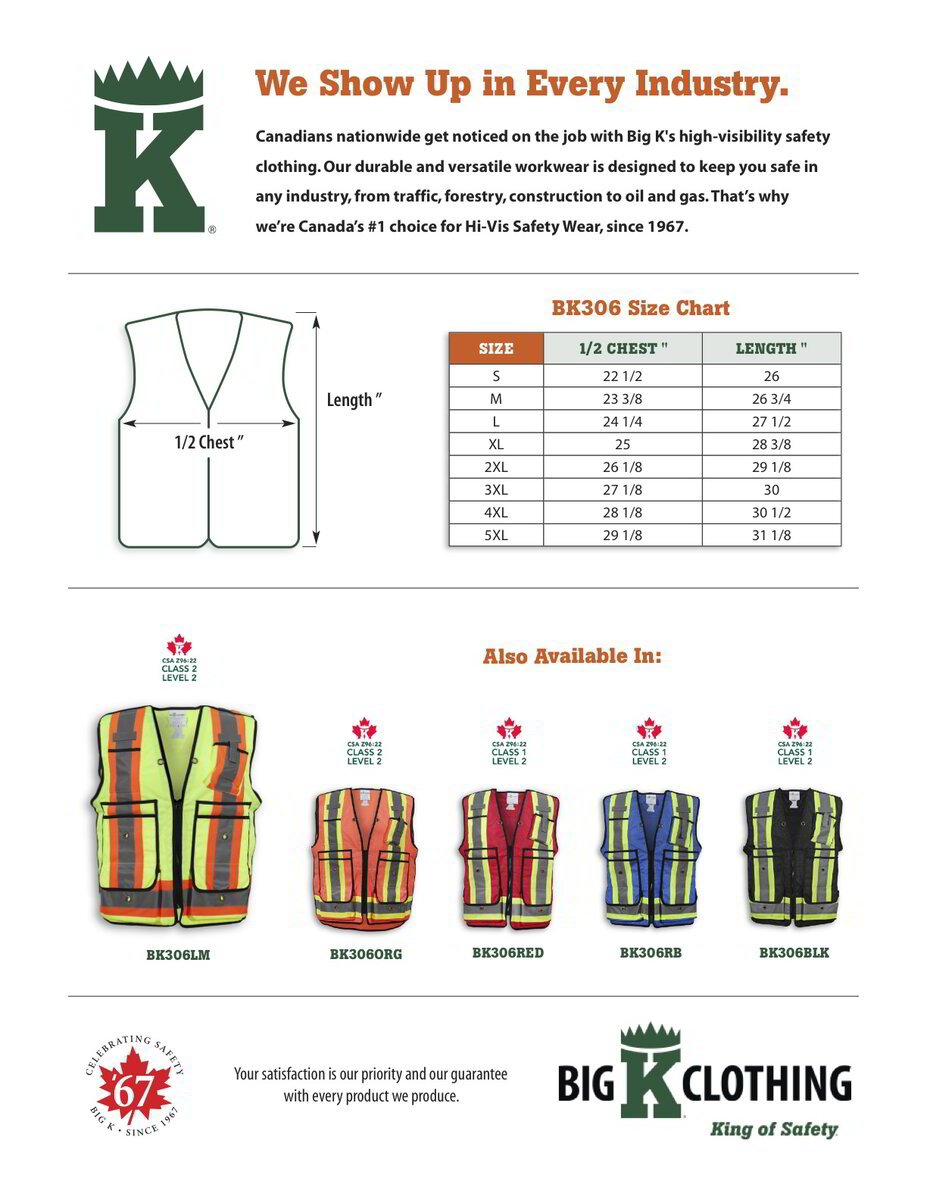 BK306LM Size Chart