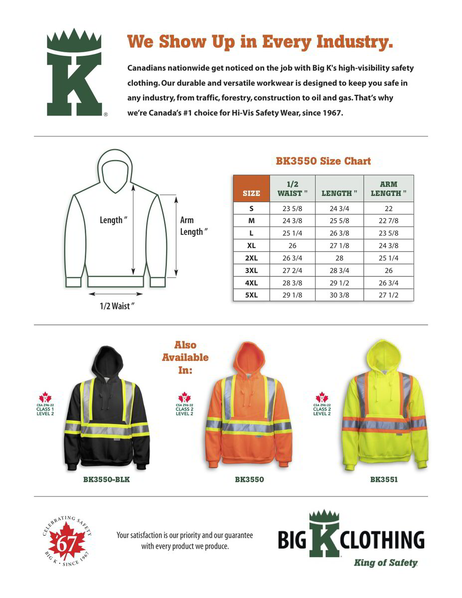 Big K Men’s Hi-Vis 100% Polyester Pullover Hoodie - Items