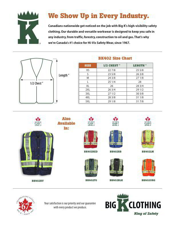 Big K BK402 Men's 100% Polyester Surveyor Vest - Items