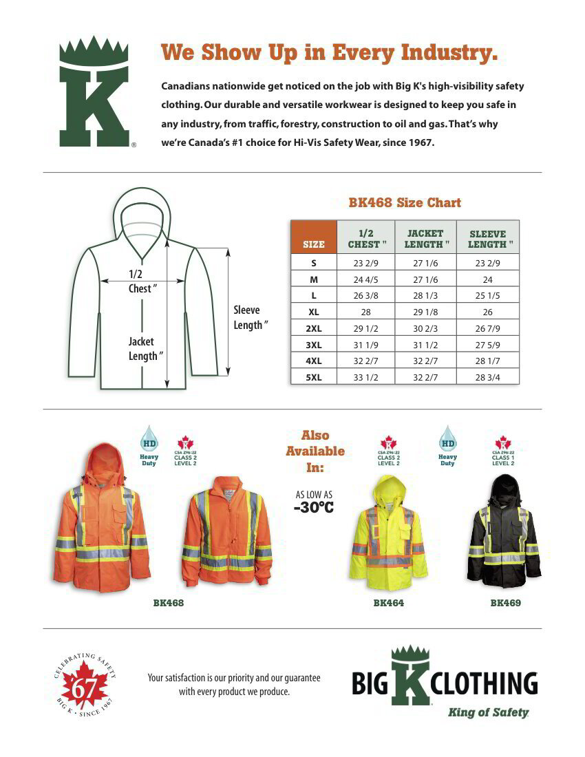 BK468 Size Chart
