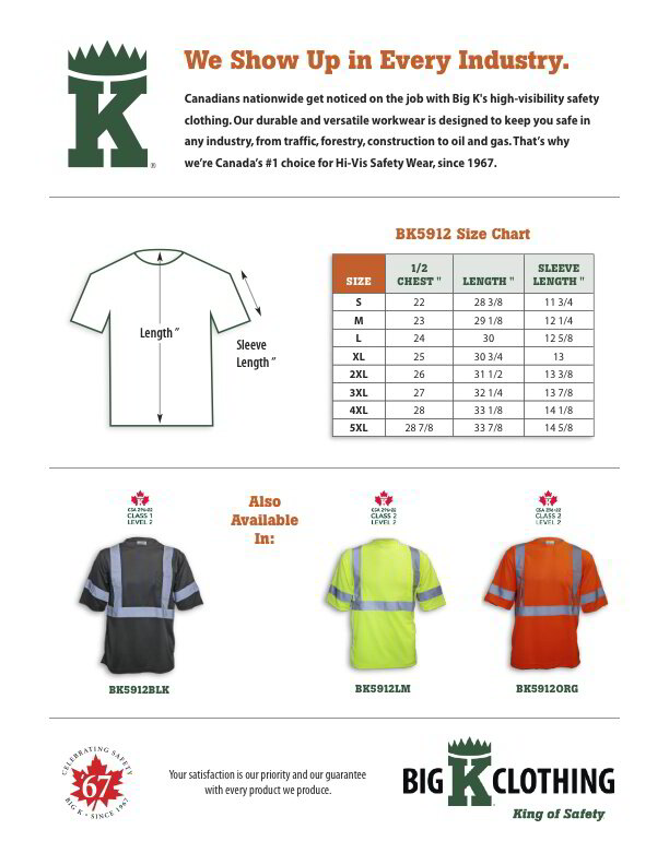 BK5912BLK Size Chart