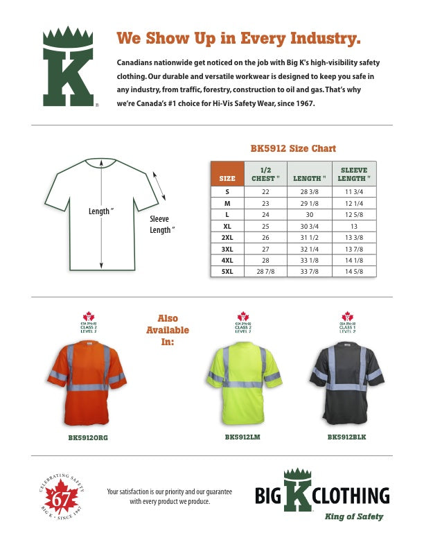 BK5912ORG Size Chart