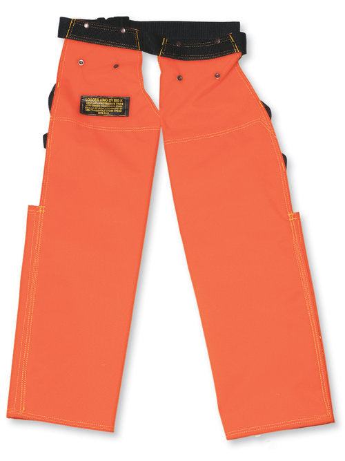 Big K BK70141 Hi-Vis 600 Denier Polyester 4100 Chaps with Back Pads - 18" Leg Zippers, ASTM & W.C.B. Certified, 4100 Chain Speed | Universal Fit