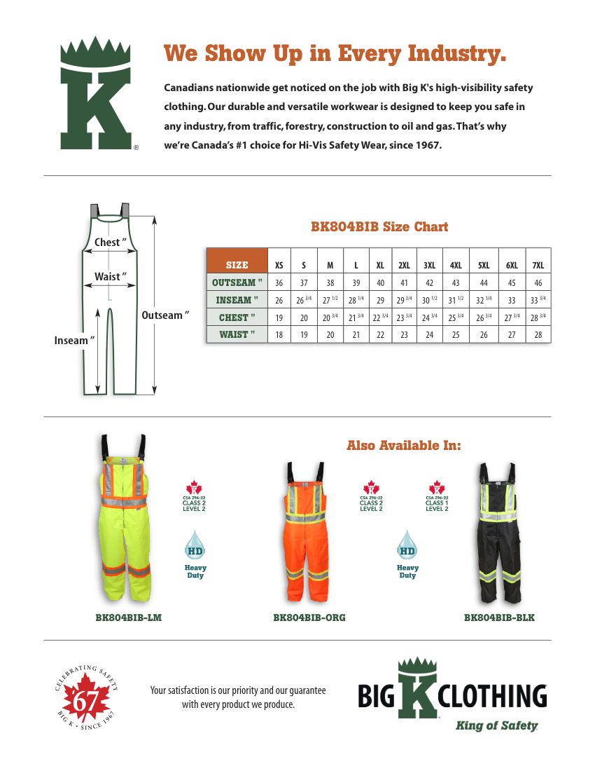 BK804BIBLM Size Chart
