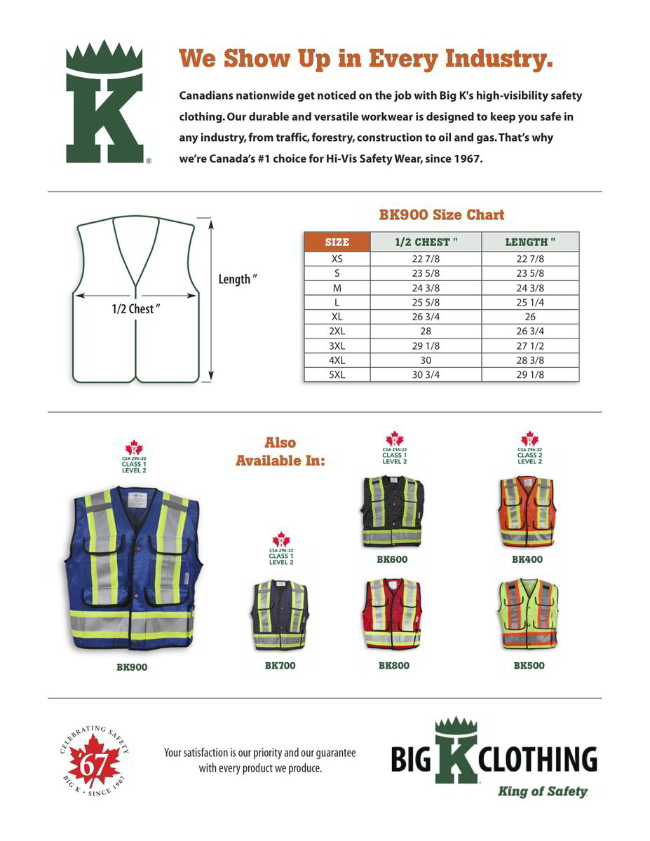 BK900 Size Chart