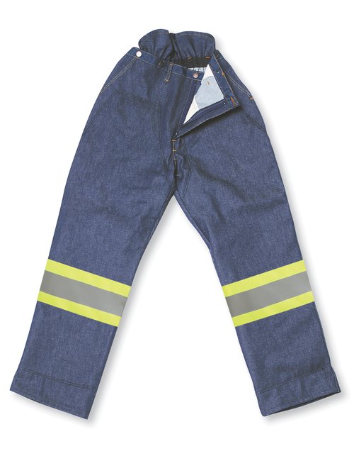 Big K BK90136 14 oz Denim 3600 Fallers' Pants - 4” 3M Reflective Tape, Brass Suspender Buttons, High Back, Kevlar Protection, 3600 ft/sec | Sizes 28-44