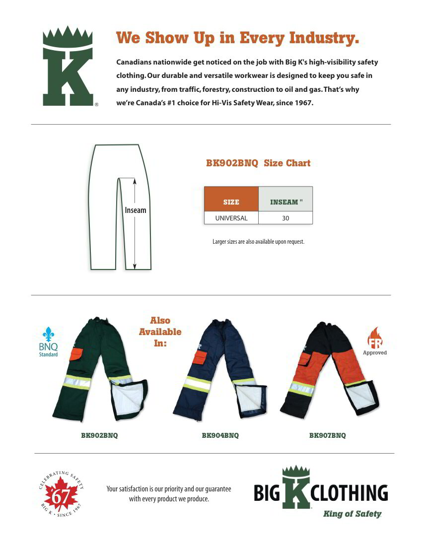 BK902BNQ Size Chart