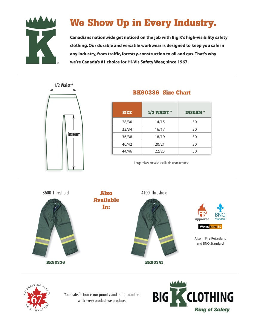 BK90336 Size Chart