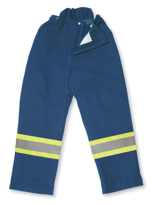 Big K BK90636 100% Cotton Navy Duck Fallers Pants - Elastic Waist, 4” 3M Reflective Tape, Kevlar Pads, 3600 ft/sec Chain Speed Certified | Sizes 28-44