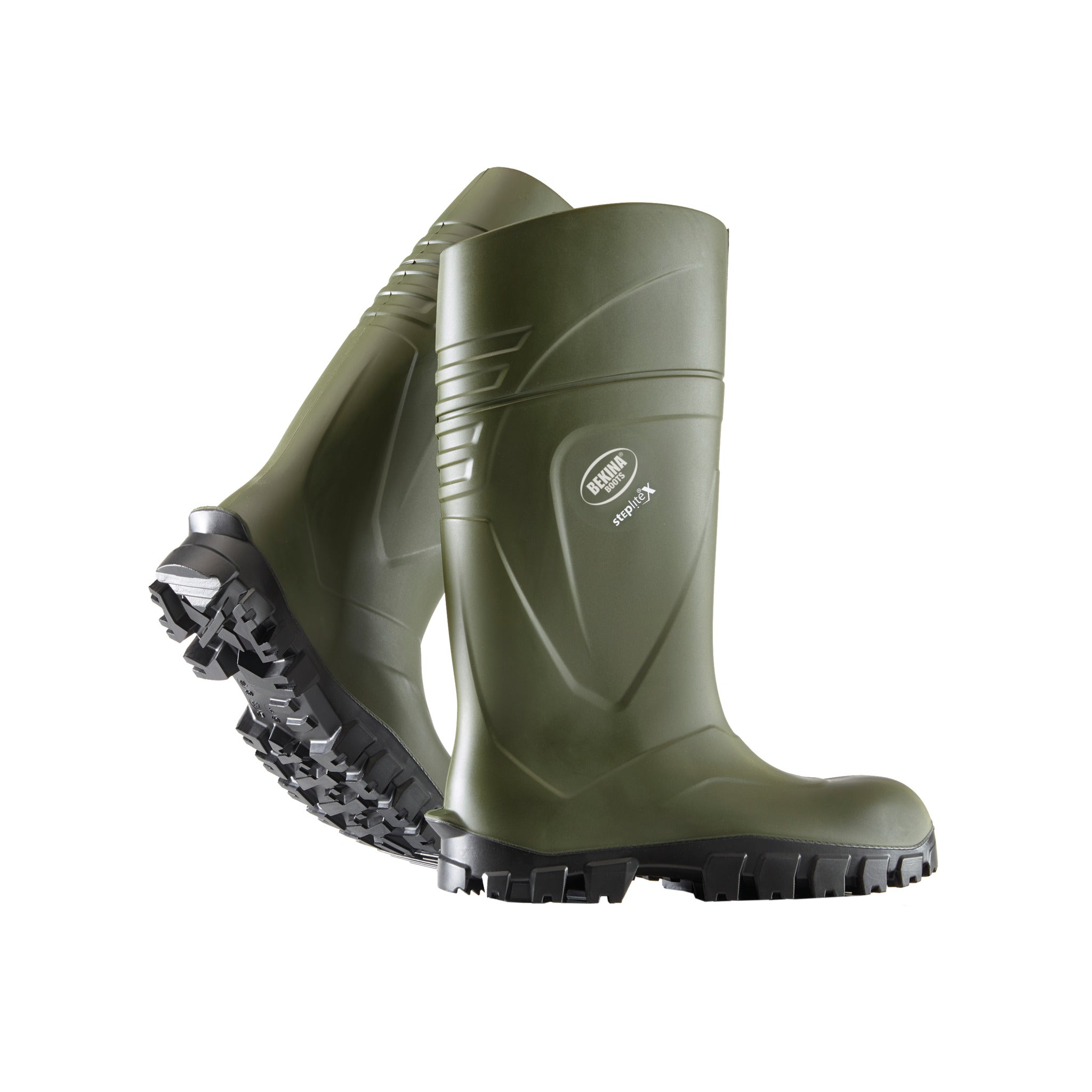 Soft Toe Waterproof Work Boots in Foamed PU with Kick-Off Spur and Anti-Clogging Sole