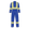 Big K women’s royal blue fire retardant coveralls with front button closure, reflective tape, and utility pockets.