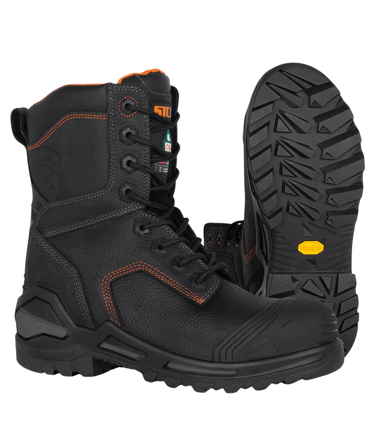 Blade8 black 8-inch waterproof leather work boots with Vibram Megarip Pro outsole