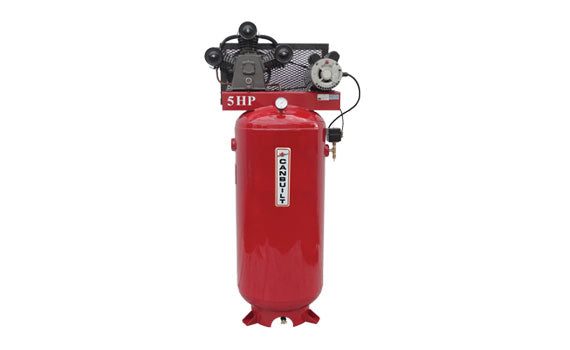 Canbuilt Air Compressor with 5 HP Single-Stage Motor: 60-Gallon Tank, 18.5 CFM at 100 PSI, Low RPM, 220V, 1-Phase Baldor Industrial Motor