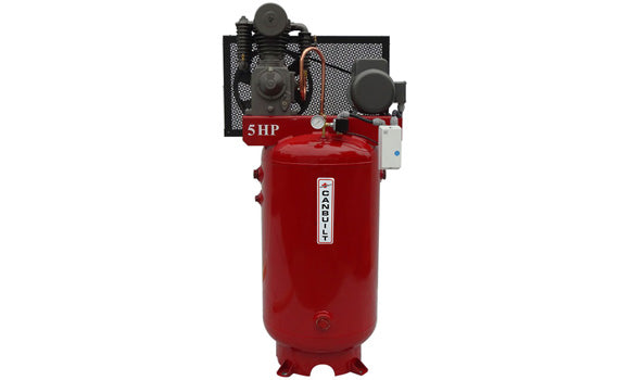 Canbuilt Air Compressor with 5 HP 2-Stage Motor - 80 Gallon Vertical Tank, 17.4 CFM at 150 PSI, Low RPM, Durable BALDOR Motor  - 230V - 1 Phase