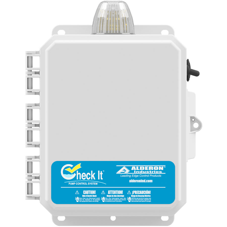 Alderon Check It™ Single Phase Simplex Pump Control Panel with Lightning and Surge Protection - Includes 3 Floats