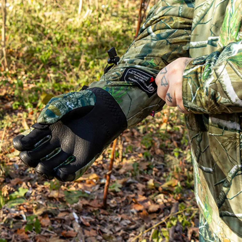 Green Trail G0909 Camo Deer Leather Hunting Gloves  