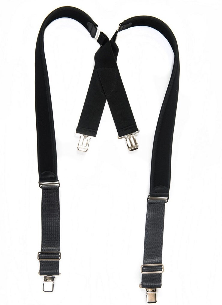 CAMRO Industrial Ultra Comfort Black Work Suspenders with Metal Clips - 2 Inch Shoulder Strap Width
