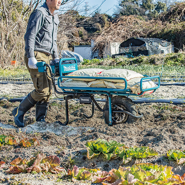 Makita 18V LXT Brushless Wheelbarrow with Flatbed Tray - Dual Battery, 287 lbs Capacity, 2-Speed, LED Lights, Ergonomic, Tool Only